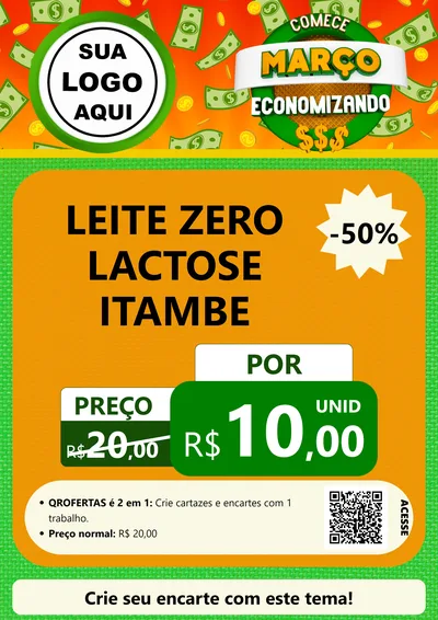 Modelo de Cartaz para Cartaz A4 Vertical com o tema Comece Março Economizando para Frios e Laticínios