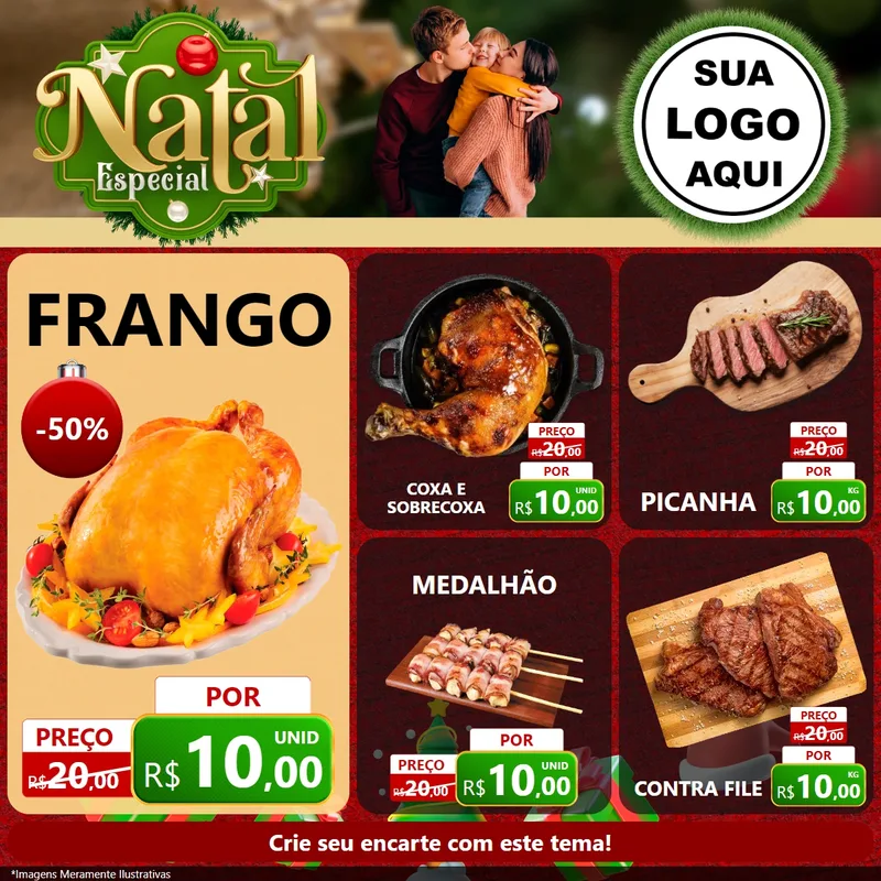 Modelo de Rede Social para Feed Facebook com o tema Natal Especial para Assados