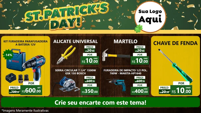 Modelo de TV para TV Horizontal com o tema St Patriks Day para Maquinas e Ferramentas