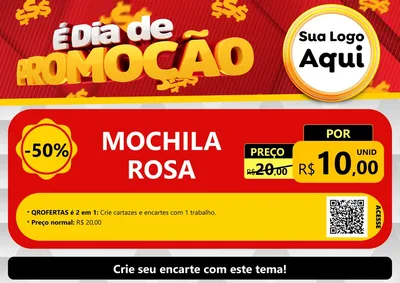 Modelo de Cartaz para Cartaz A4 Horizontal com o tema É Dia De Promoção para Papelaria
