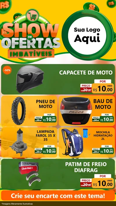 Modelo de TV para TV Vertical com o tema Show de Ofertas Imbatíveis para Moto peças