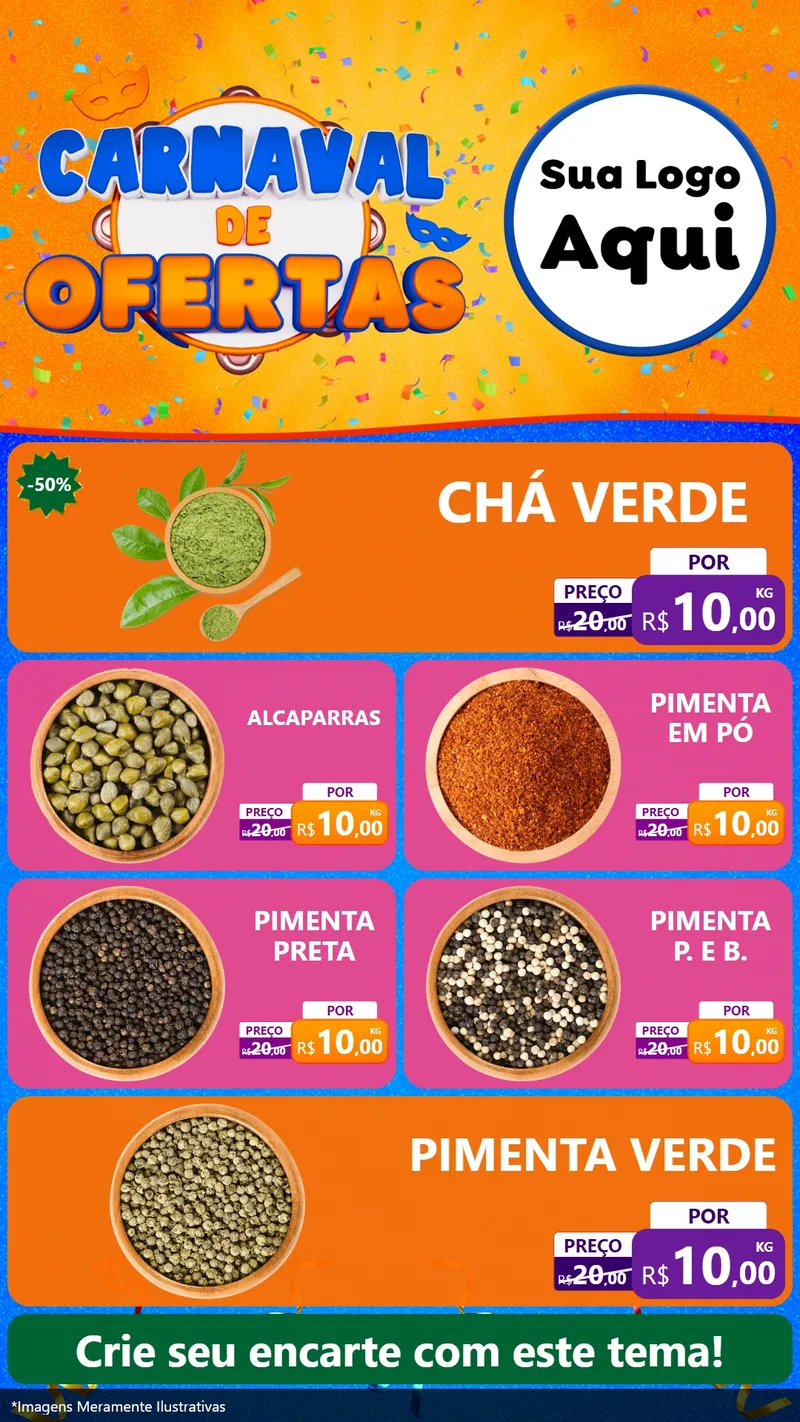 Modelo de TV para TV Vertical com o tema Carnaval de Ofertas para Produtos Naturais