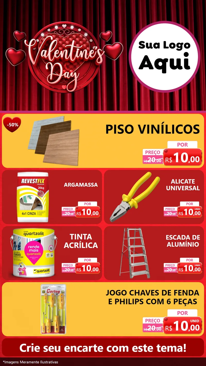 Modelo de TV para TV Vertical com o tema Valentine's Day para Material para Construção