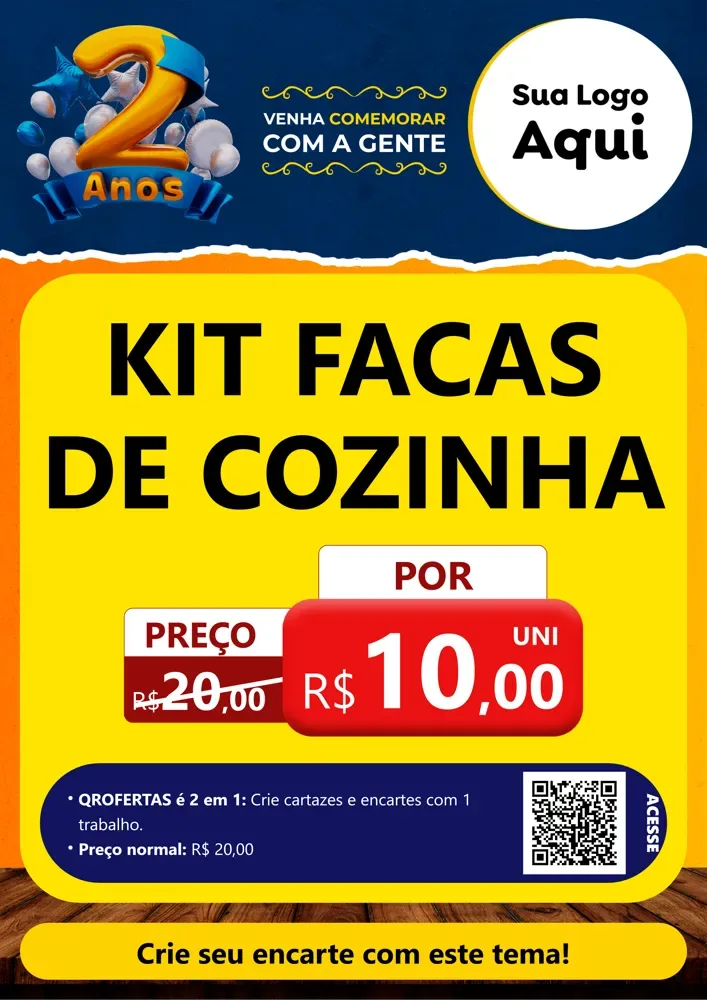 Modelo de Cartaz para Cartaz A4 Vertical com o tema Aniversário de 2 anos para Utilidades Domésticas
