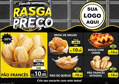 Modelo de Encarte para Encarte A4 Horizontal com o tema Fim de Semana Rasga Preço para Padaria