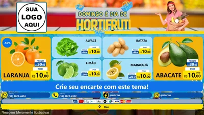 Modelo de TV para TV Horizontal com o tema Domingo É Dia de Hortifruti para Hortifrúti