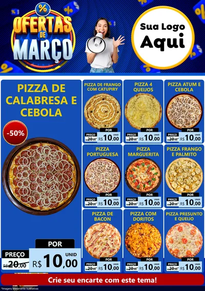 Modelo de Encarte para Encarte A4 Vertical com o tema Ofertas de Março para Pizzaria
