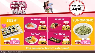 Modelo de TV para TV Horizontal com o tema Promoção Para Você Mãe para Comida japonesa