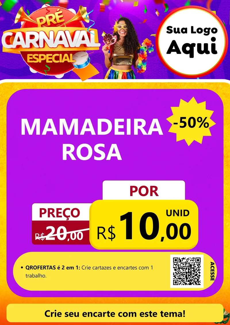 Modelo de Cartaz para Cartaz A4 Vertical com o tema Pré-Carnaval Especial para Bebês