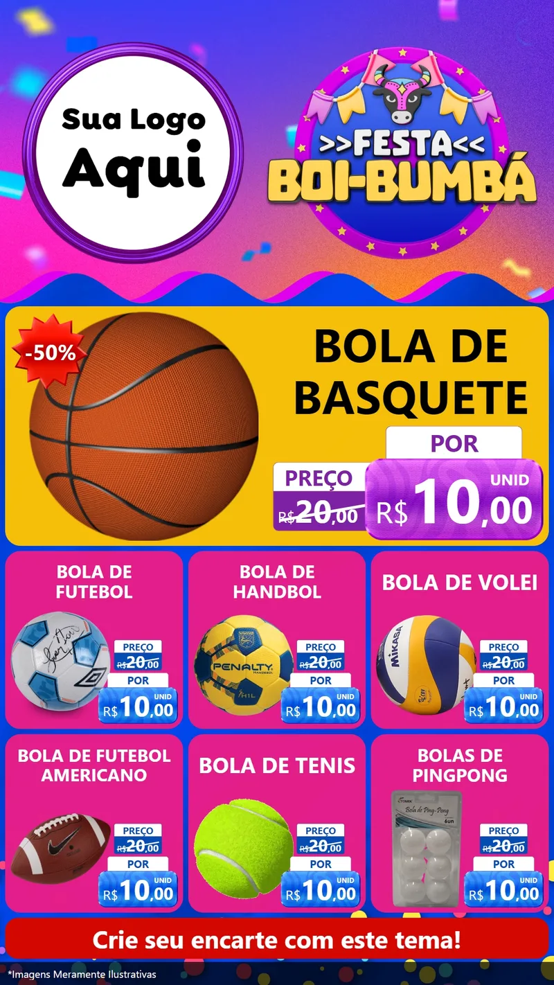 Modelo de Rede Social para Stories com o tema Festa Boi-Bumbá para Artigos Esportivos