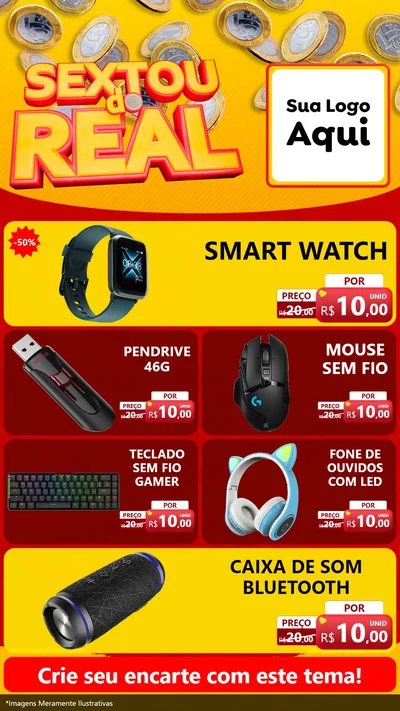 Modelo de TV para TV Vertical com o tema Sextou do Real para Informática