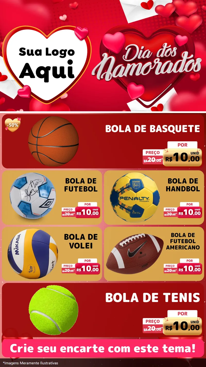 Modelo de TV para TV Vertical com o tema Dia Dos Namorados para Artigos Esportivos