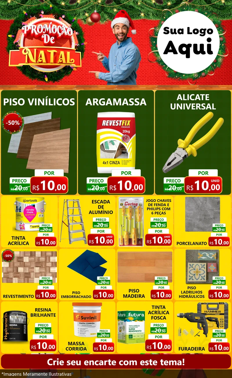 Modelo de Encarte para Encarte Grande com o tema Promoção de Natal para Material para Construção