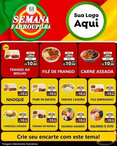Modelo de Rede Social para Feed Instagram com o tema Semana Farroupilha para Restaurante