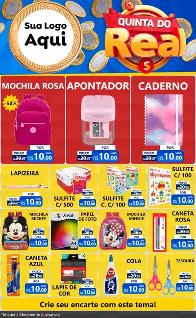Modelo de Encarte para Encarte Grande com o tema Quinta do Real para Papelaria