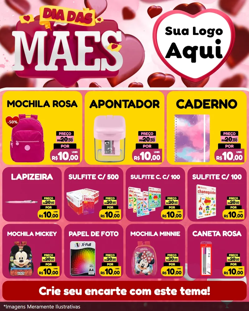 Modelo de Rede Social para Feed Instagram com o tema Dia Das Mães para Papelaria