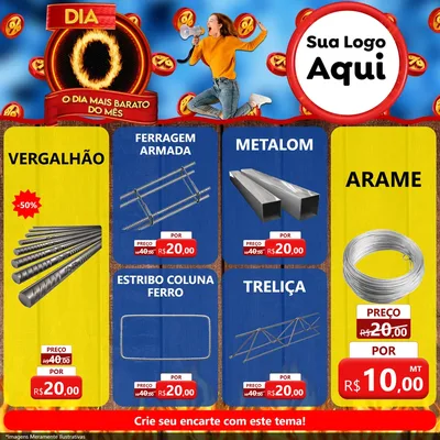 Modelo de Rede Social para Feed Facebook com o tema Dia O - O Dia Mais Barato Do Mês para Ferragens