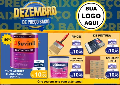 Modelo de Encarte para Encarte A4 Horizontal com o tema Dezembro de Preço Baixo para Tintas e Ferramentas