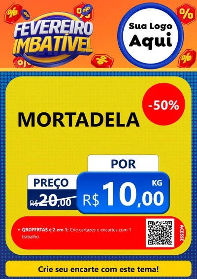 Modelo de Cartaz para Cartaz A4 Vertical com o tema Fevereiro Imbatível para Frios e Laticínios
