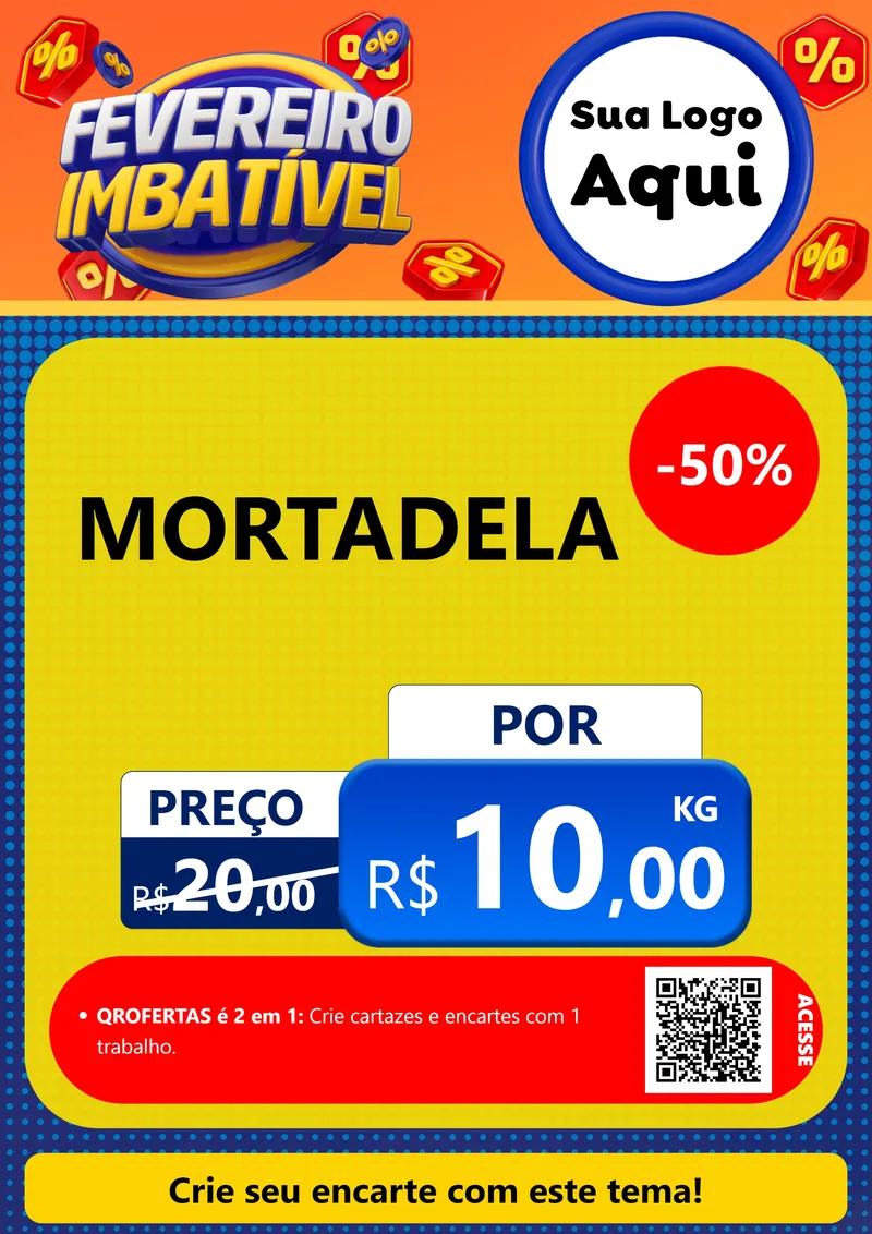 Modelo de Cartaz para Cartaz A4 Vertical com o tema Fevereiro Imbatível para Frios e Laticínios