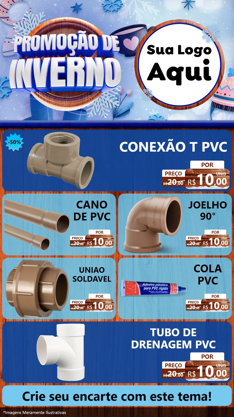Modelo de TV para TV Vertical com o tema Promoção de Inverno para Tubos e conexões