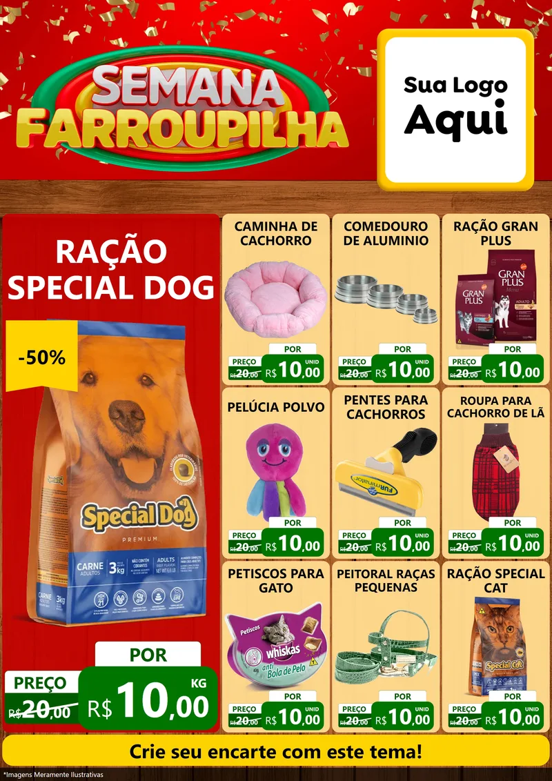 Modelo de Encarte para Encarte A4 Vertical com o tema Semana Farroupilha para Pet Shop