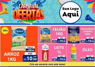 Modelo de Encarte para Encarte A4 Horizontal com o tema Carnaval de Ofertas para Supermercado