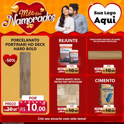 Modelo de Rede Social para Feed Facebook com o tema Mês dos Namorados para Pisos e revestimentos