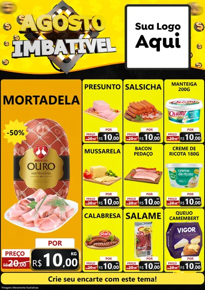 Modelo de Encarte para Encarte A4 Vertical com o tema Agosto Imbatível para Frios e Laticínios