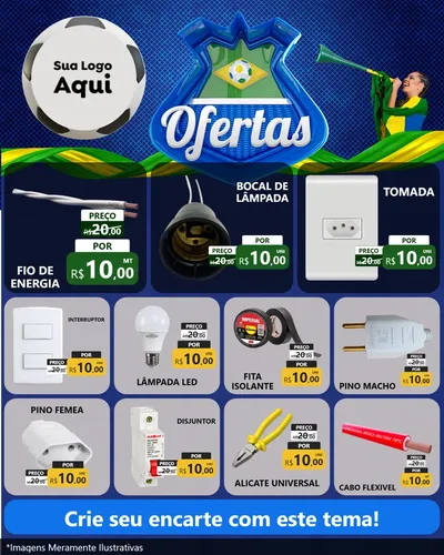 Modelo de Rede Social para Feed Instagram com o tema Ofertas (Futebol) para Materiais Elétricos