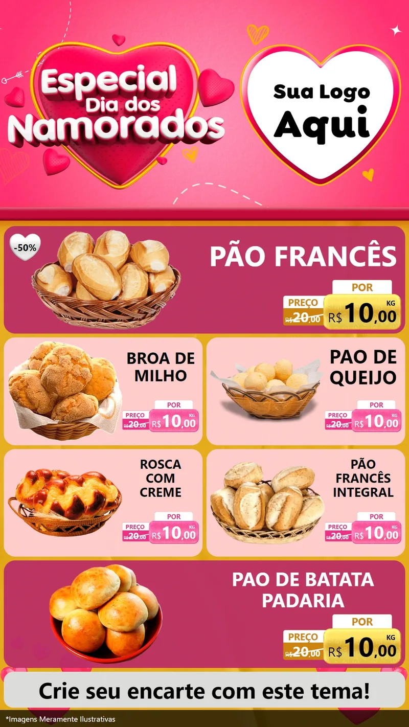 Modelo de TV para TV Vertical com o tema Especial Dia dos Namorados para Padaria