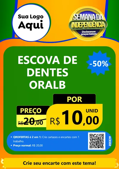 Modelo de Cartaz para Cartaz A4 Vertical com o tema Semana da Independência Declaramos Preços Baixos para Higiene Pessoal