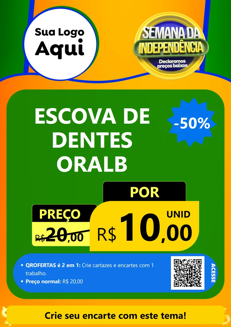 Modelo de Cartaz para Cartaz A4 Vertical com o tema Semana da Independência Declaramos Preços Baixos para Higiene Pessoal