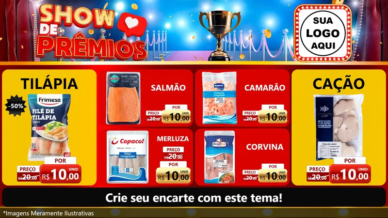 Modelo de TV para TV Horizontal com o tema Show de Prêmios para Peixaria