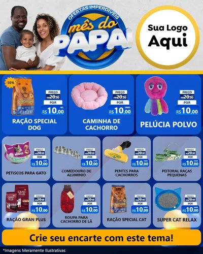 Modelo de Rede Social para Feed Instagram com o tema Ofertas Imperdíveis Mês Do Papai para Pet Shop