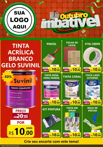 Modelo de Encarte para Encarte A4 Vertical com o tema Outubro Imbatível para Tintas e Ferramentas
