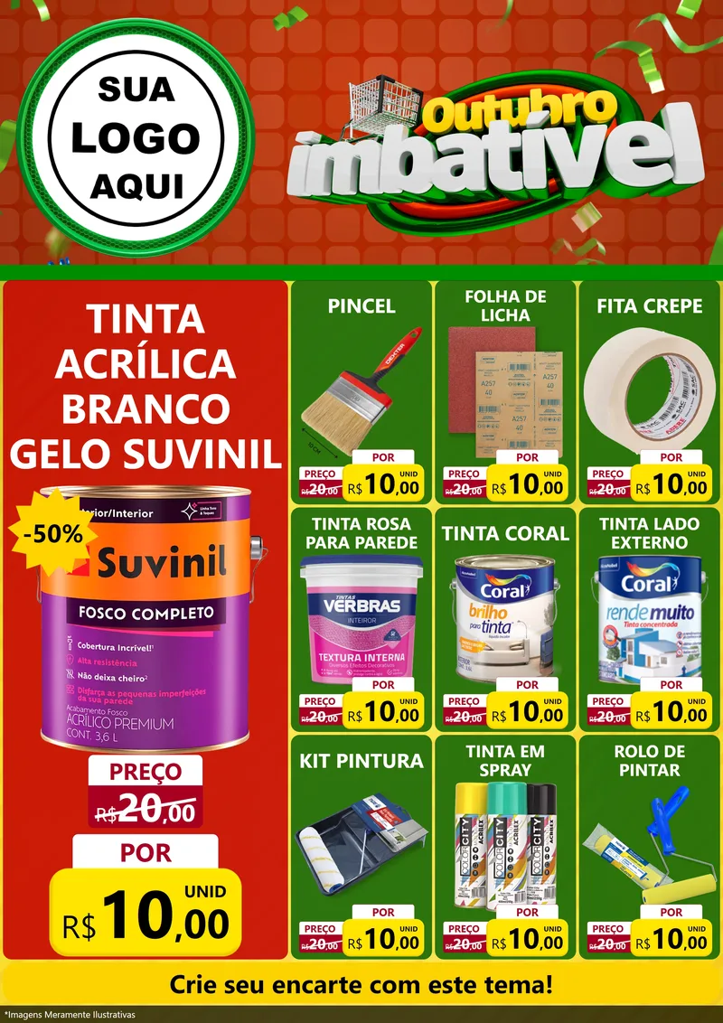 Modelo de Encarte para Encarte A4 Vertical com o tema Outubro Imbatível para Tintas e Ferramentas