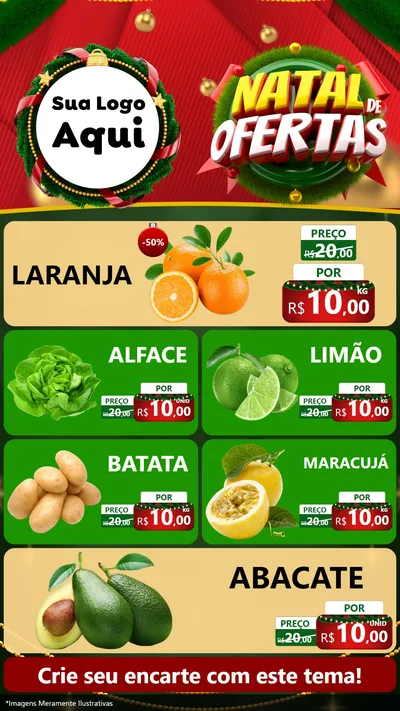 Modelo de TV para TV Vertical com o tema Natal de Ofertas para Hortifrúti
