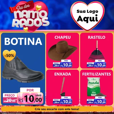 Modelo de Rede Social para Feed Facebook com o tema Dia dos namorados para Agropecuária