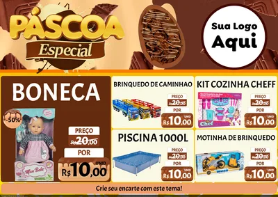 Modelo de Encarte para Encarte A4 Horizontal com o tema Páscoa Especial para Brinquedos