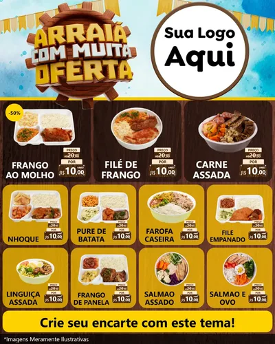 Modelo de Rede Social para Feed Instagram com o tema Ofertas de São João - Junina para Restaurante