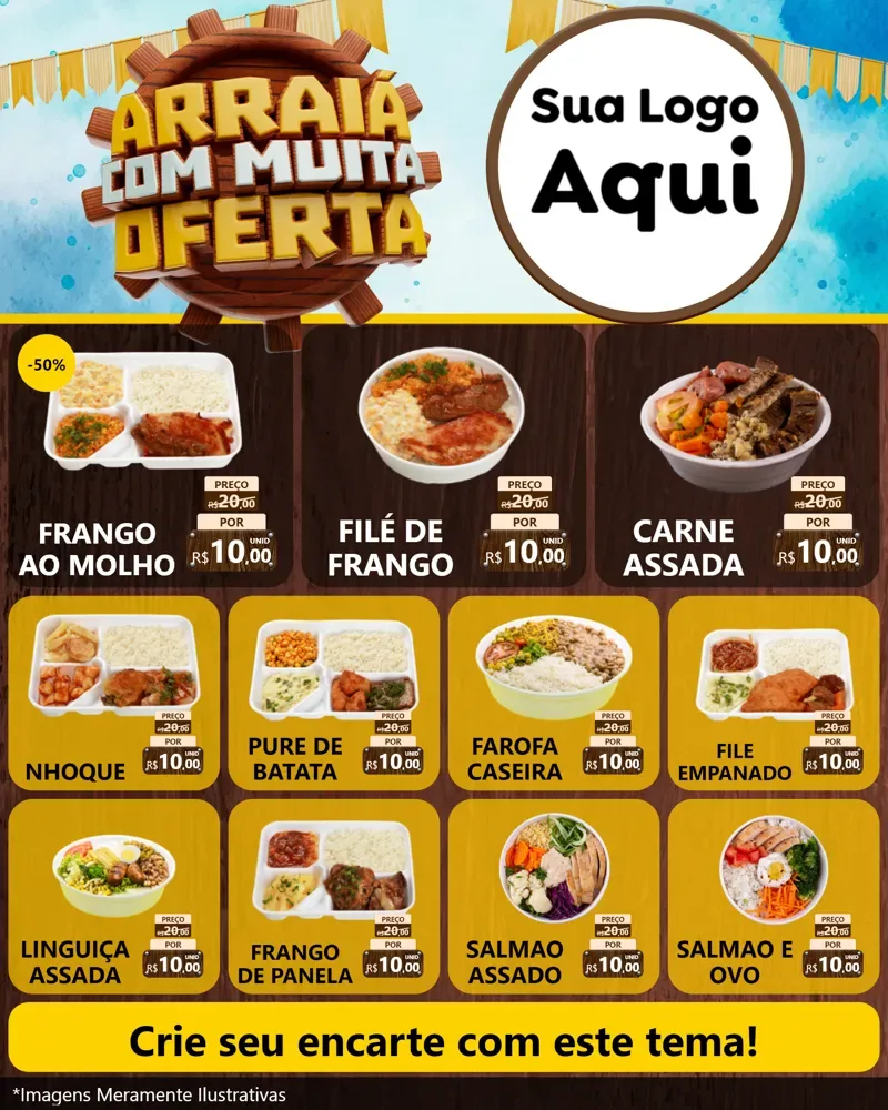 Modelo de Rede Social para Feed Instagram com o tema Ofertas de São João - Junina para Restaurante