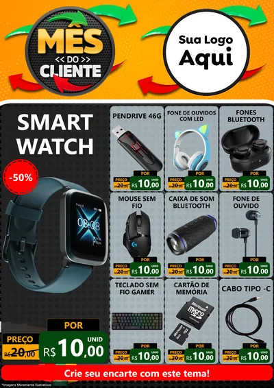 Modelo de Encarte para Encarte A4 Vertical com o tema Mês do Cliente para Informática