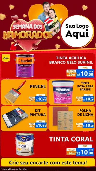 Modelo de TV para TV Vertical com o tema Semana dos Namorados para Tintas e Ferramentas