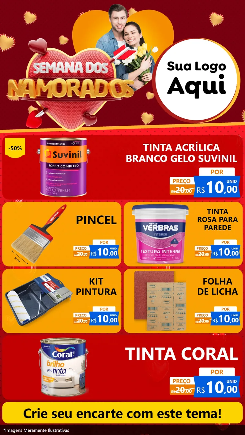 Modelo de TV para TV Vertical com o tema Semana dos Namorados para Tintas e Ferramentas