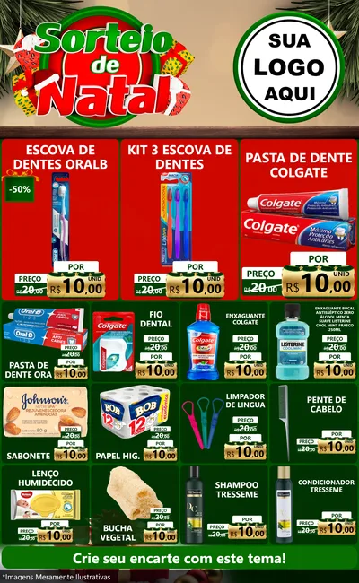 Modelo de Encarte para Encarte Grande com o tema Sorteio de Natal para Higiene Pessoal