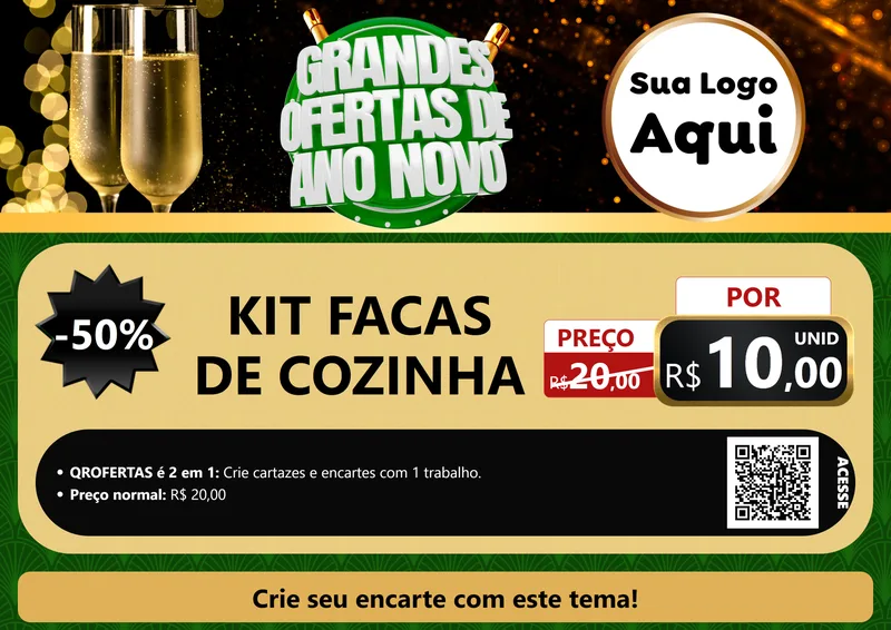 Modelo de Cartaz para Cartaz A4 Horizontal com o tema Grandes Ofertas de Ano Novo para Utilidades Domésticas