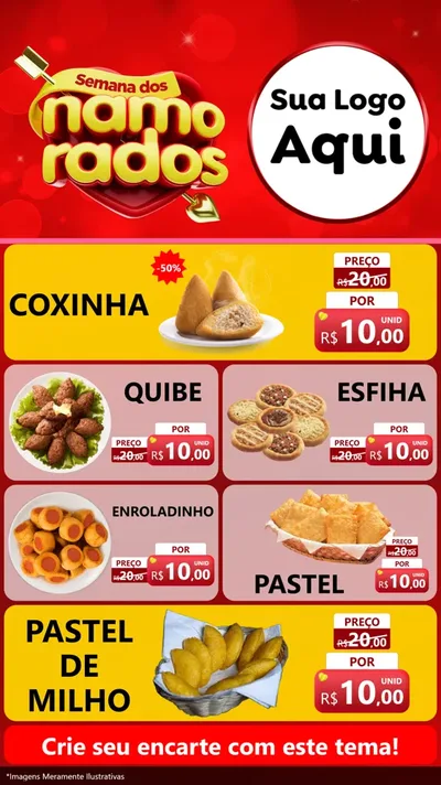 Modelo de TV para TV Vertical com o tema Semana dos namorados para Salgadaria