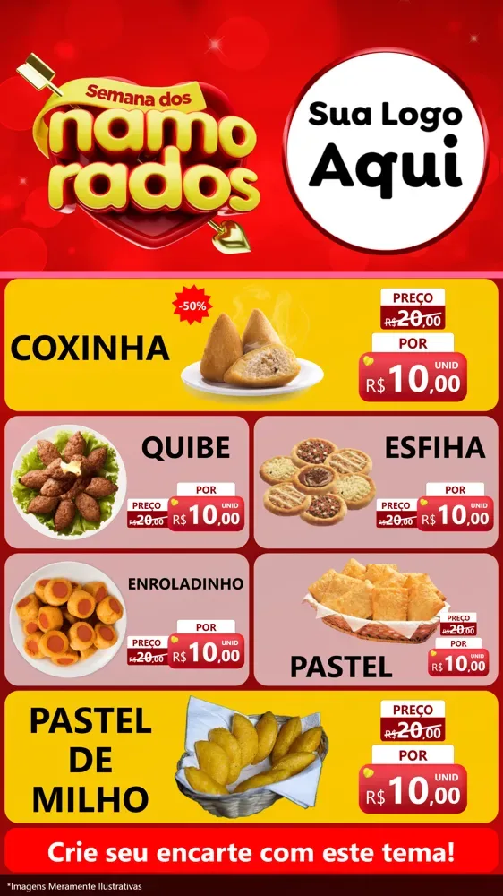 Modelo de TV para TV Vertical com o tema Semana dos namorados para Salgadaria
