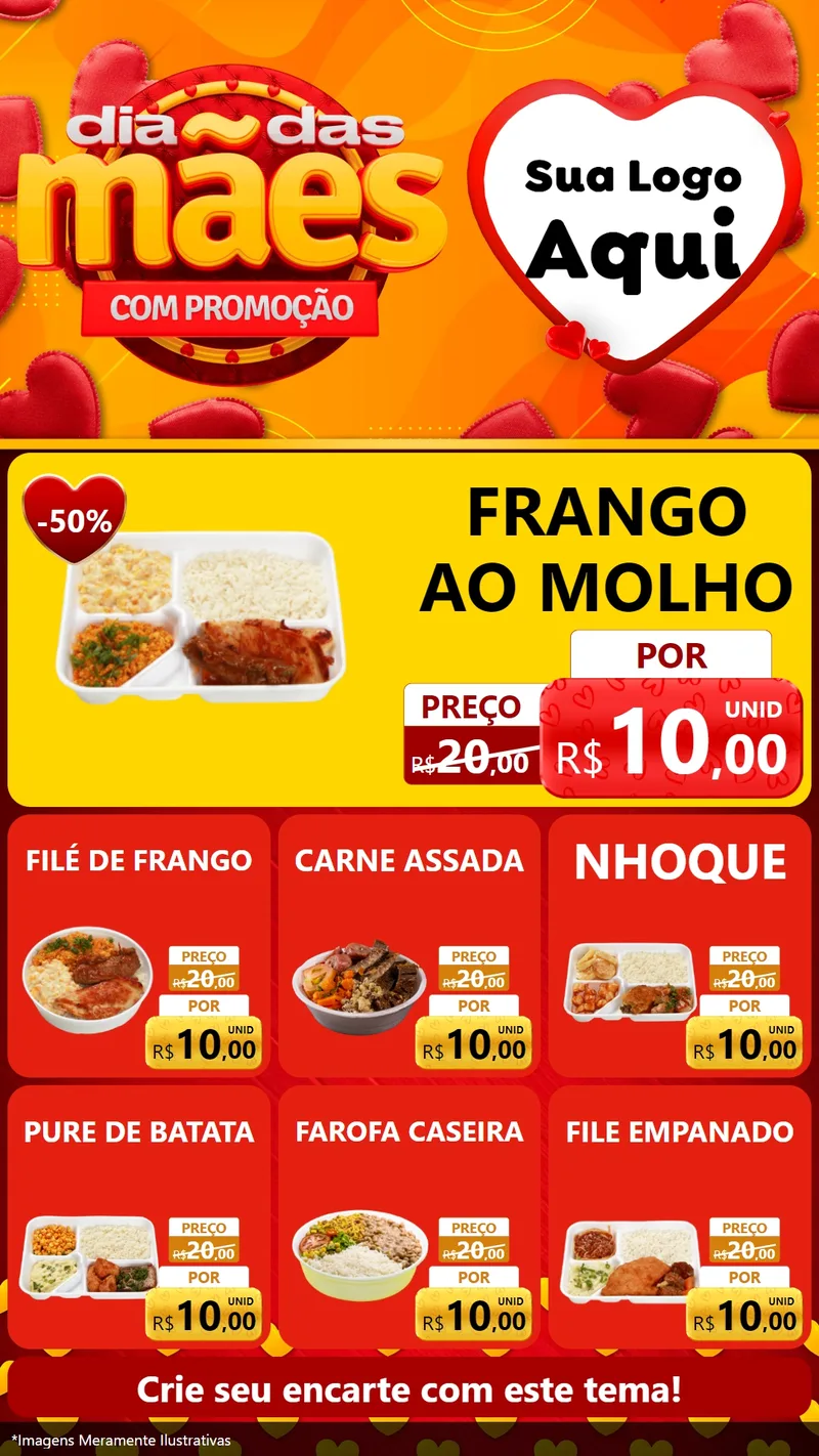 Modelo de Rede Social para Stories com o tema Dia das Mães com Promoção para Restaurante